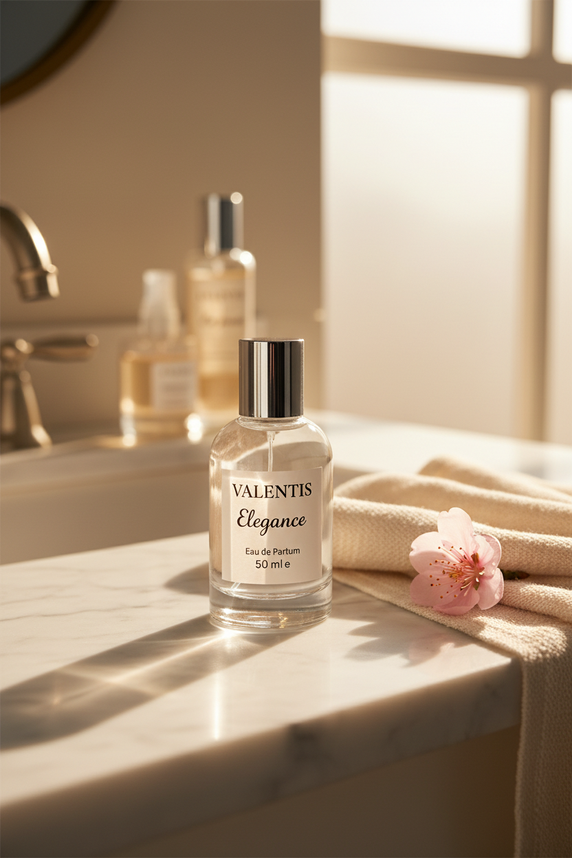 Elegance — golden hour vanity with label